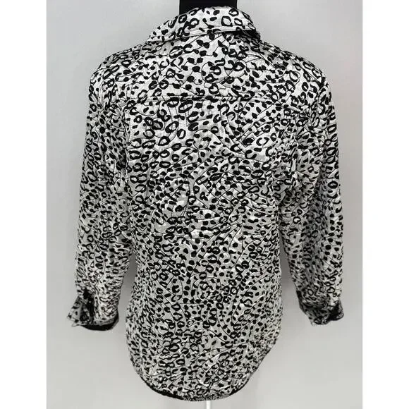 Chicos Pagoda Asian Black White Reversible Embroidered Jacket 4 XXL/20 - Picture 3 of 12